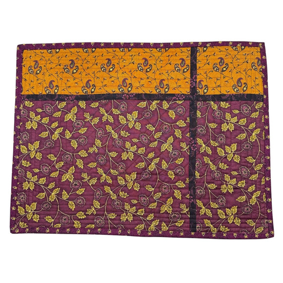 Hand Made Reversible Placemats Paisley Large 20x15 2 pc Coordinating Patterns - Picture 4 of 8